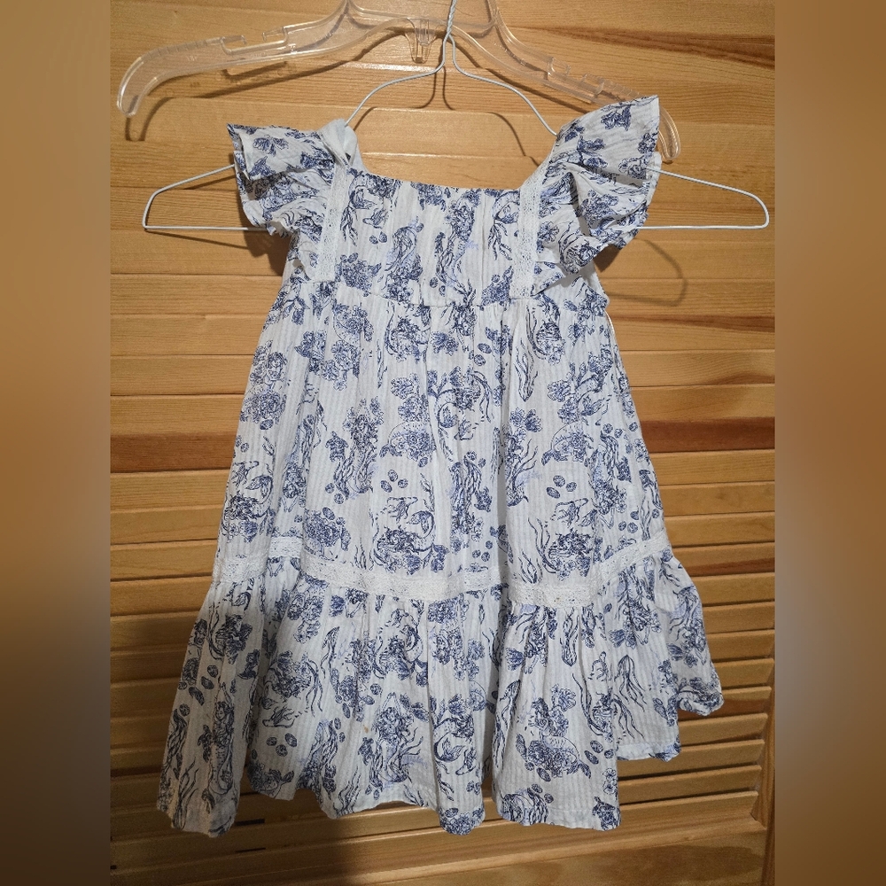Rachel Zoe Girls Dress 2T Toddler Blue Floral Lace Trim Dressy Church Summer NWT